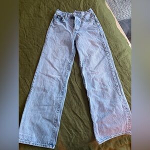 Aritzia Denim Forum Farrah High Rise Light Blue Wide-Leg Jeans